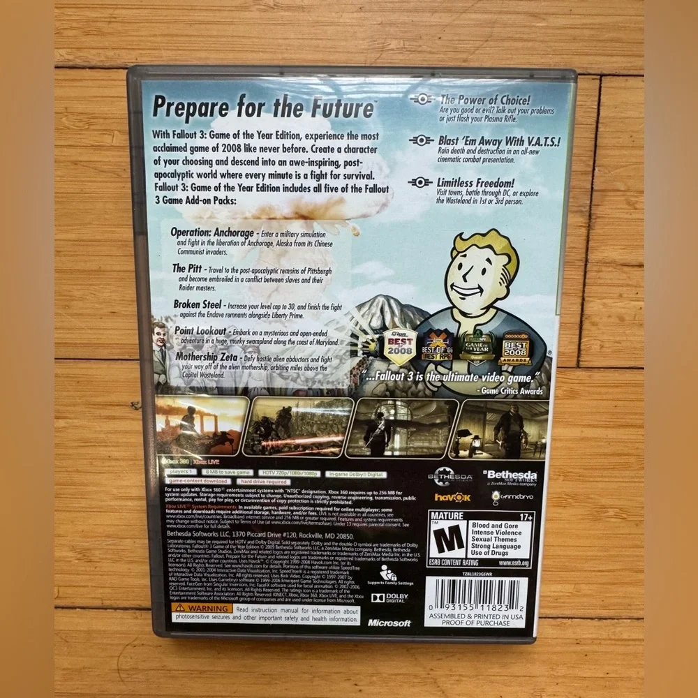 Fallout 3 GOTY (Microsoft Xbox 360 2009) Platinum Hits GameStop Exclusive No Map